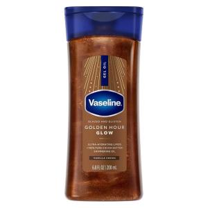 imageVaseline Glazed and Glisten Golden Hour Body Gel Oil Glow Vanilla Cocoa Shimmering with UltraHydrating Lipids and 100 Pure Cocoa Butter 68 Oz