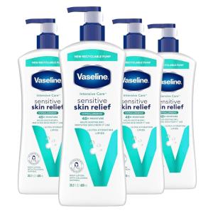 imageVaseline Intensive Care Body Lotion 4 Pack Sensitive Skin Relief For Dry Skin With Colloidal Oatmeal and UltraHydrating Lipids 203 oz