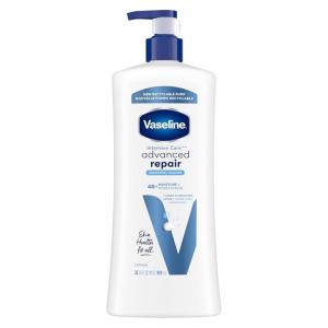 imageVaseline Intensive Care Body Lotion Advanced Repair Unscented for Dry Skin Lotion Made with UltraHydrating Lipids  Vaseline Jelly to Repair Extremely Dry Skin 32 Oz