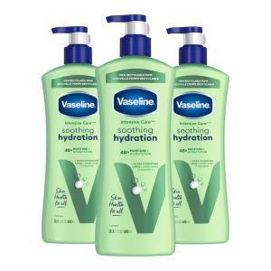 imageVaseline Intensive Care Body Lotion for Dry Skin Soothing Hydration Lotion Made with UltraHydrating Lipids  1 Aloe Vera Extract to Refresh Dehydrated Skin 203 oz Pack of 3 packaging May Vary203 Fl Oz Pack of 3