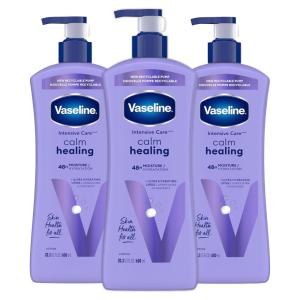 imageVaseline Intensive Care Calm Healing Body Lotion 4 Count for Dry Skin Lotion Made with UltraHydrating Lipids and Lavender Extract to Heal and Restore Dry Skin 203 Oz203 Fl Oz Pack of 3