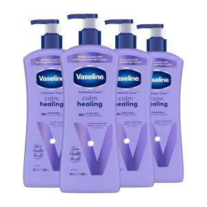 imageVaseline Intensive Care Calm Healing Body Lotion 4 Count for Dry Skin Lotion Made with UltraHydrating Lipids and Lavender Extract to Heal and Restore Dry Skin 203 Oz203 Fl Oz Pack of 4