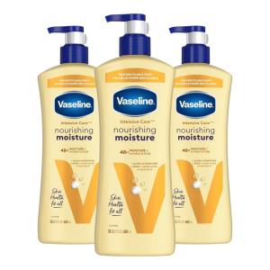 imageVaseline Intensive Care Nourishing Moisture Body Lotion 3 Pk Made with UltraHydrating Lipids  Pure Oat Extract for Dry Skin for Nourished HealthyLooking Skin 203 oz203 Fl Oz Pack of 3