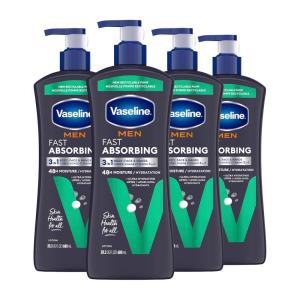 imageVaseline Mens Healing Moisture Hand ampamp Body Lotion For Dry or Cracked Skin Fast Absorbing NonGreasy Lotion for Men 203 oz Pack of 3203 Fl Oz Pack of 4